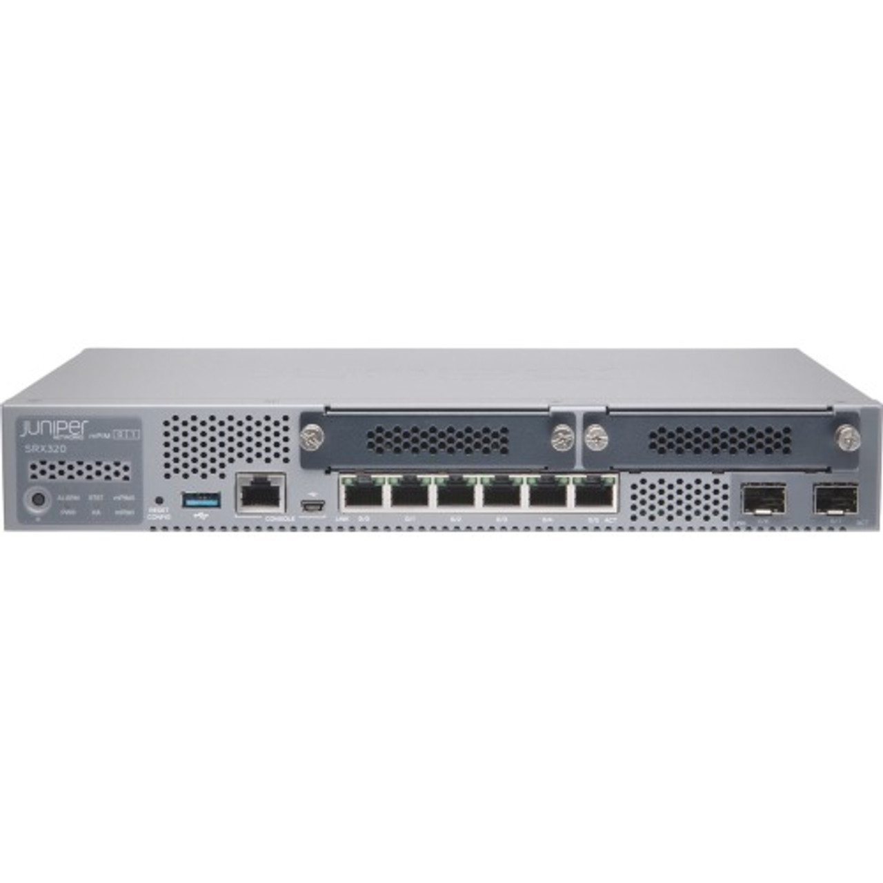 SRX320-SYS-JB Juniper SRX320 Router 6 Ports Management Port 4 Slots Gigabit Ethernet Desktop (Refurbished)