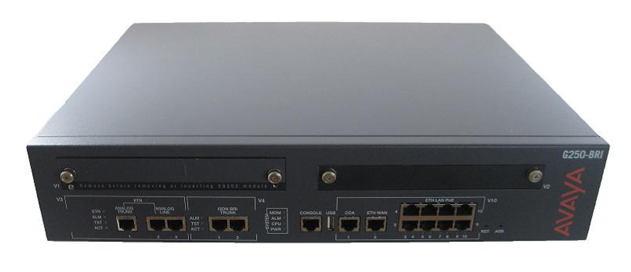 700397037 Avaya G250 Media Gateway - 1 x WAN Module, 1 x Expansion Slot - 4 x ISDN BRI WAN, 2 x ISDN BRI (S/T) WAN, 8 x 10/100Base-TX PoE LAN, 1 x