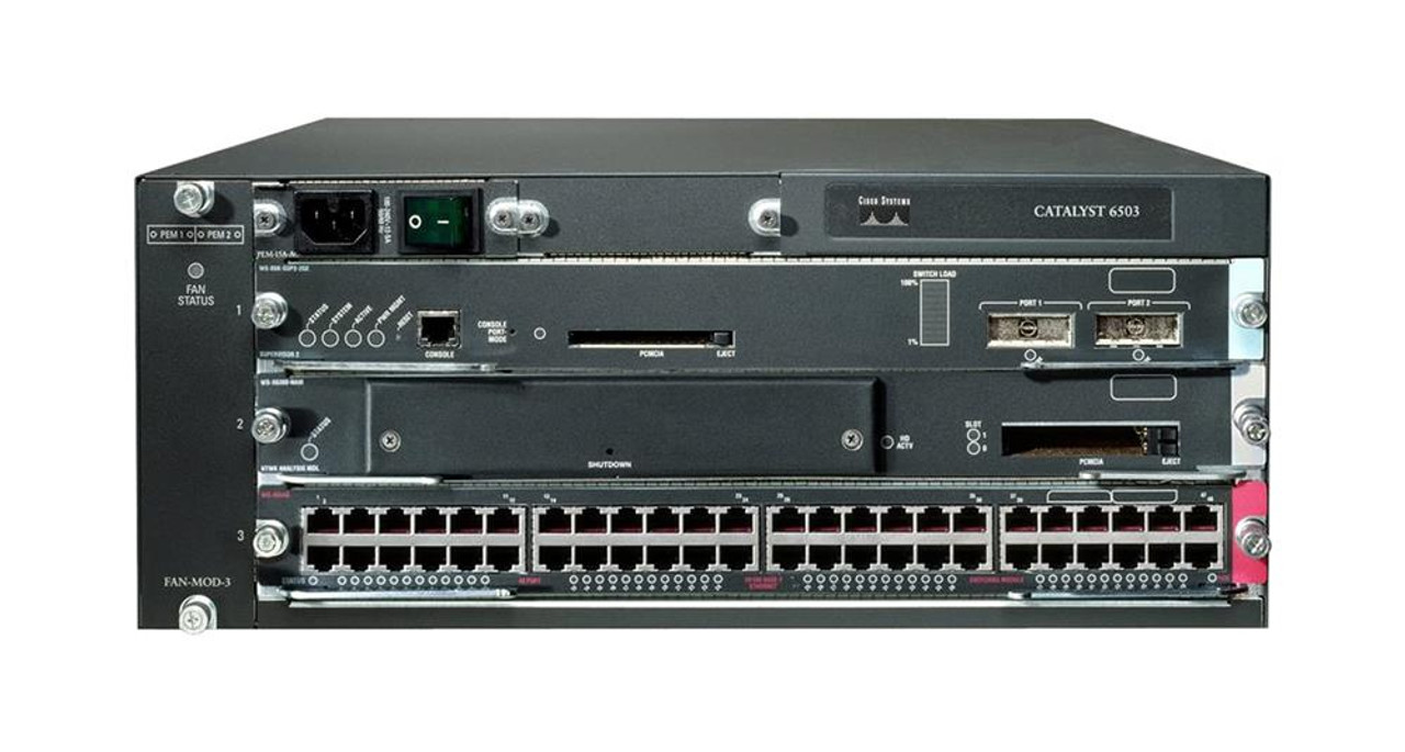 WS-C6503E-CSM Cisco Catalyst 6503E Switch Chassis 3 x Expansion Slot LAN (Refurbished)