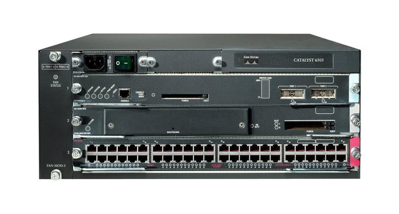 WS-C6503E-CSMS-K9 Cisco Catalyst 6503E Switch Chassis 3 x Expansion Slot LAN (Refurbished)