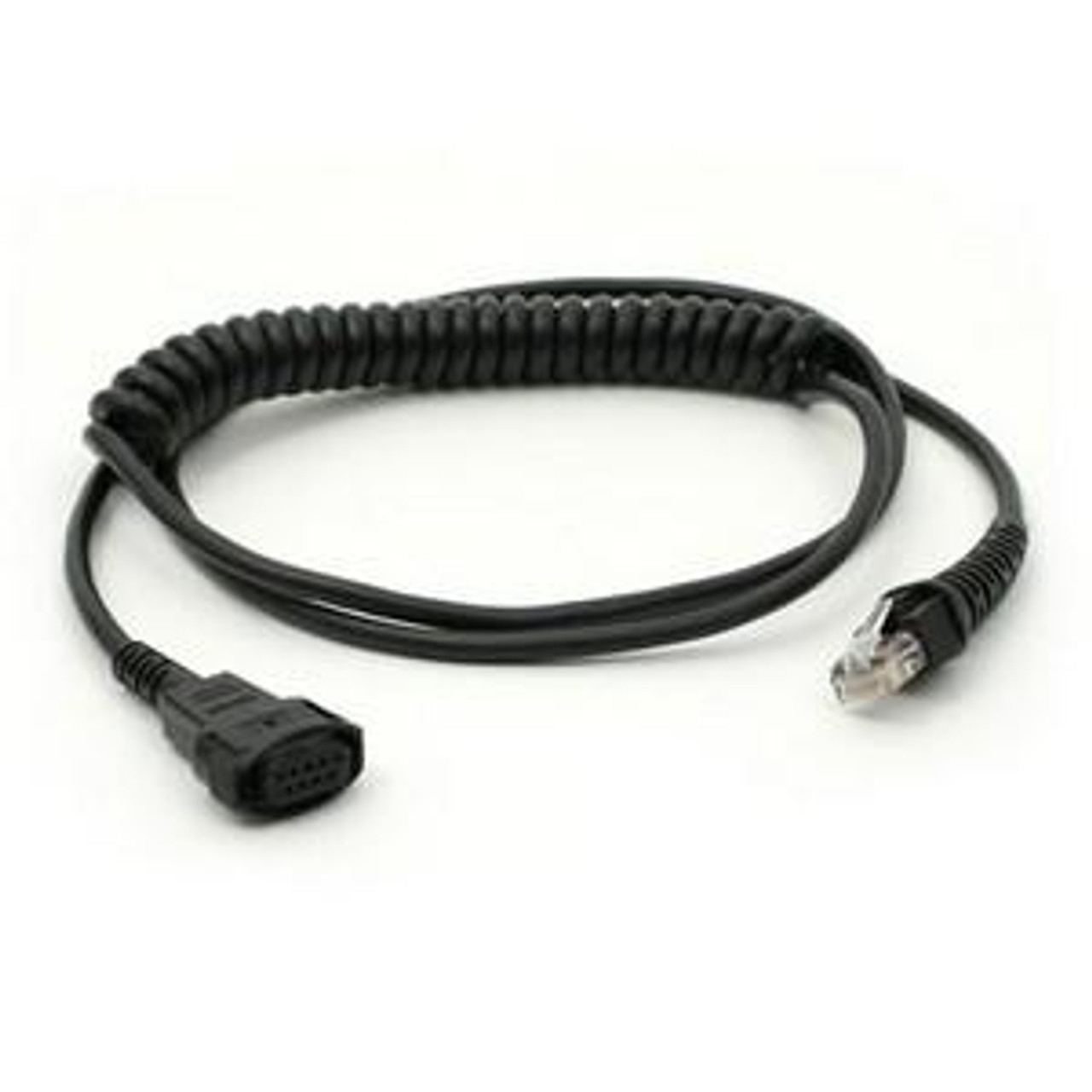 1550-201596 Unitech Wand Emulation Interface Cable (Coiled) RJ-50 Male DB-9 Female 4.49ft Black