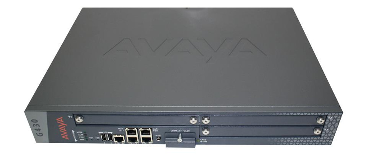 700469273 Avaya G430 Media Gateway 1 x CompactFlash (CF) Card, 3 x Expansion Slot 1 x 10/100Base-TX WAN, 2 x 10/100Base-TX LAN (Refurbished)