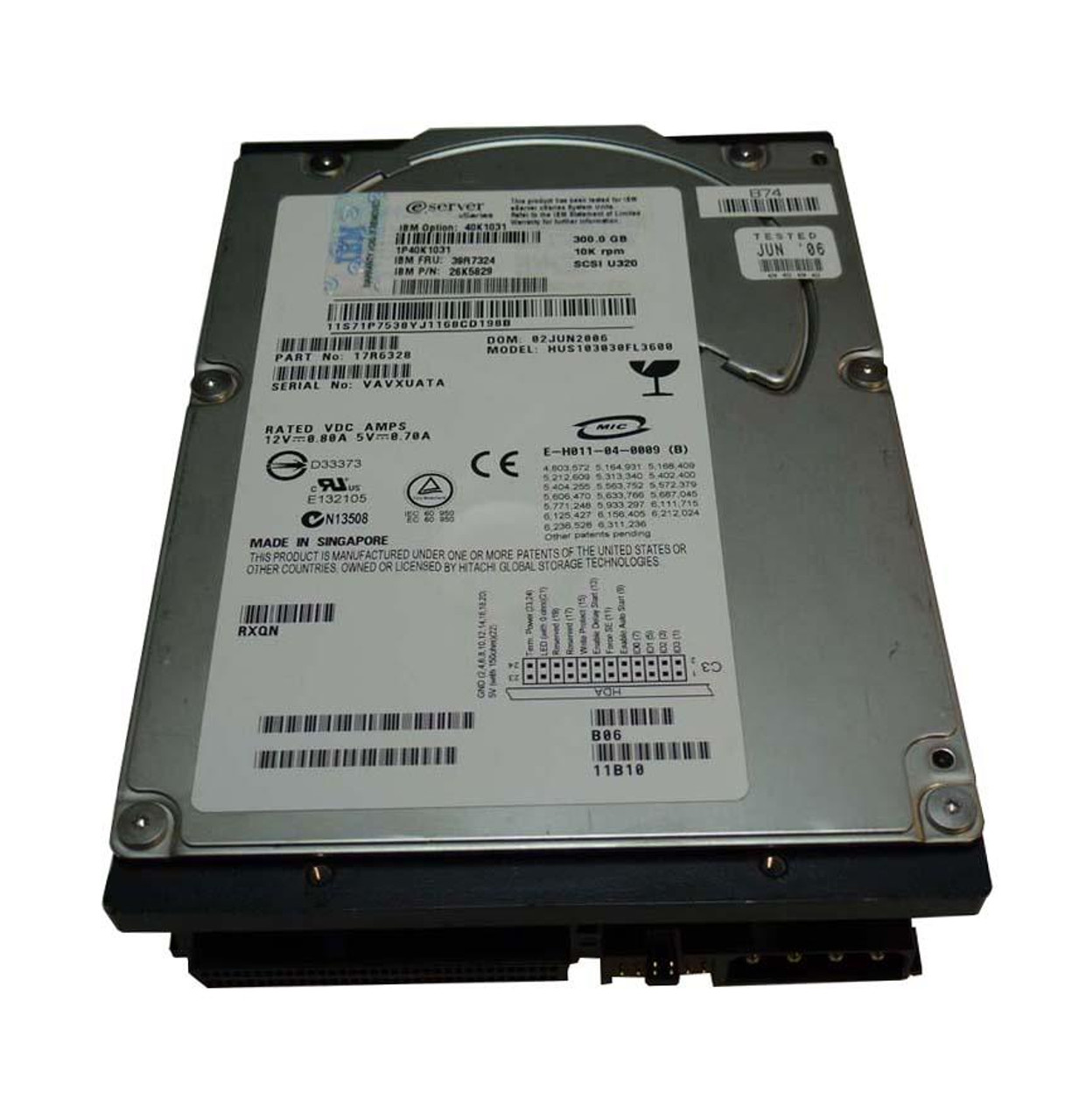 39R7324 IBM 300GB 10000RPM Ultra-320 SCSI 68-Pin 8MB Cache 3.5-inch Internal Hard Drive