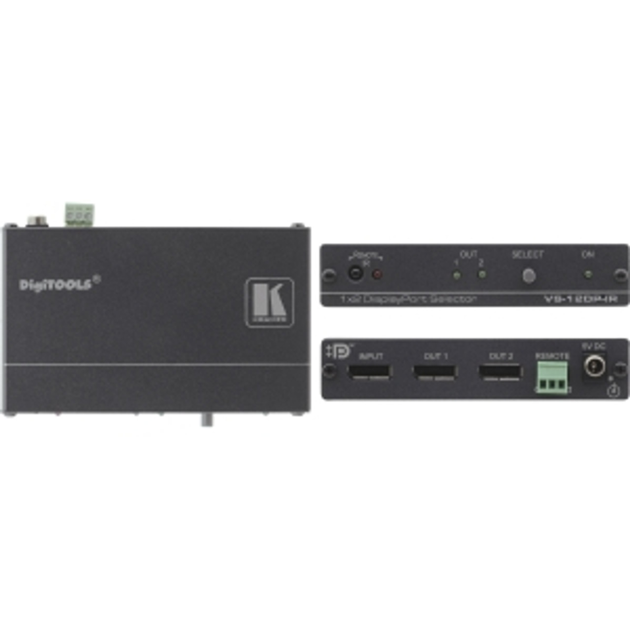 VS-12DP-IR Kramer VS-12DP-IR Video Switch 1 x DisplayPort Digital Audio/Video In, 2 x DisplayPort Digital Audio/Video Out 2560 x 1600 WQXGA