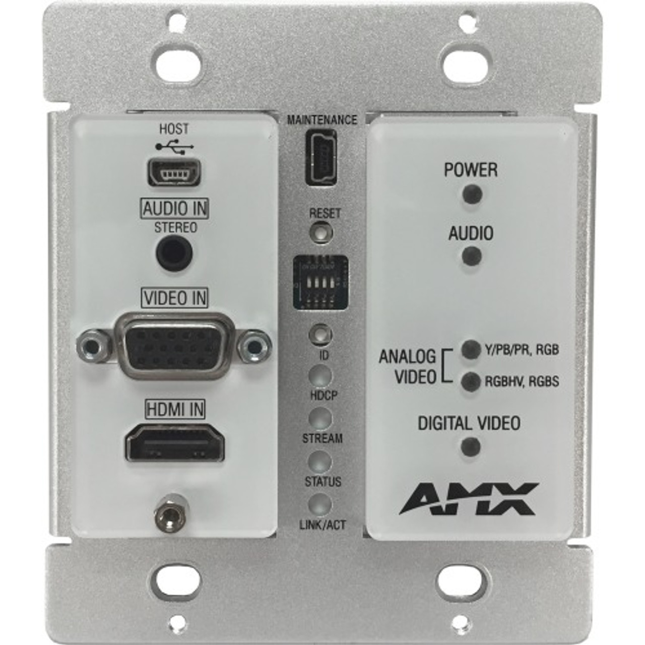 FGN1115-WP-BL AMX Decor Style Wallplate Encoder with KVM, Black 1 Computer(s) WUXGA 1920 x 1200 Maximum Video Resolution x Network (RJ-45) 2 x USB 1 x HDMI 1 x