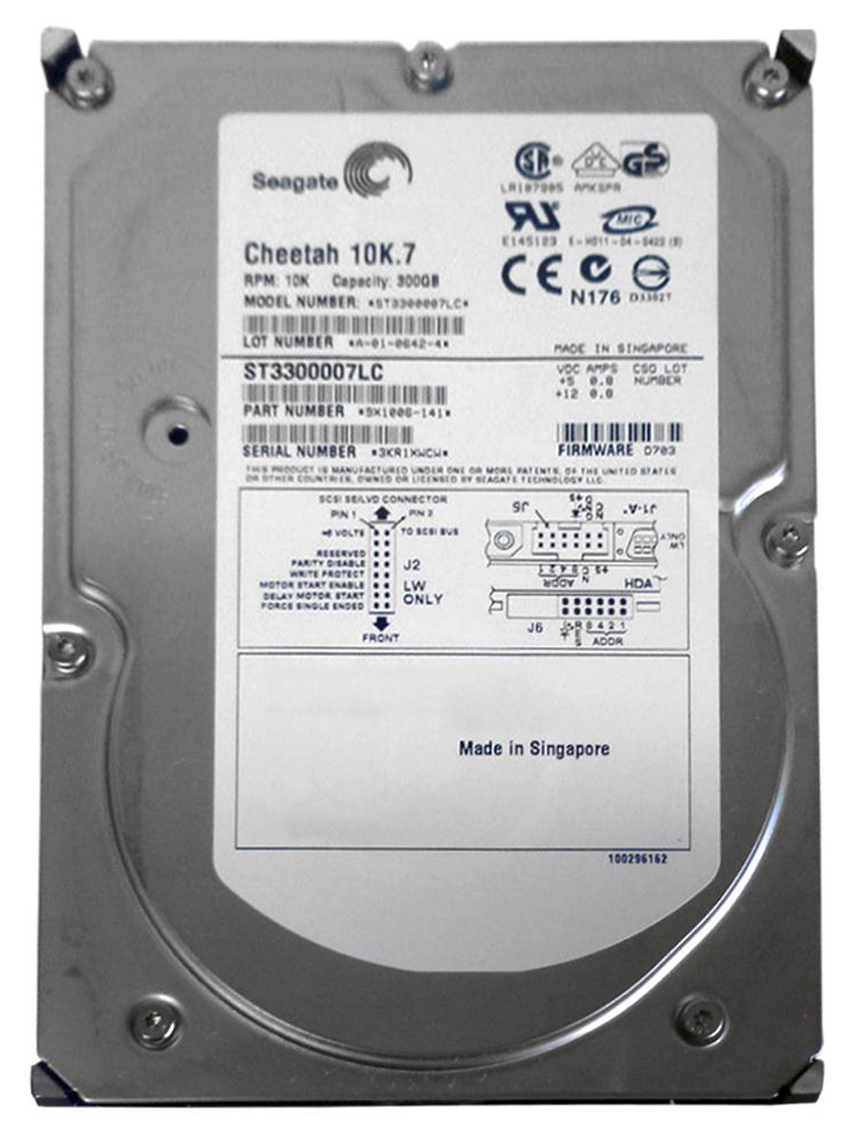 ST3300007LC Seagate Cheetah 10K.7 300GB 10000RPM Ultra-320 SCSI 80-Pin 8MB Cache 3.5-inch Internal Hard Drive