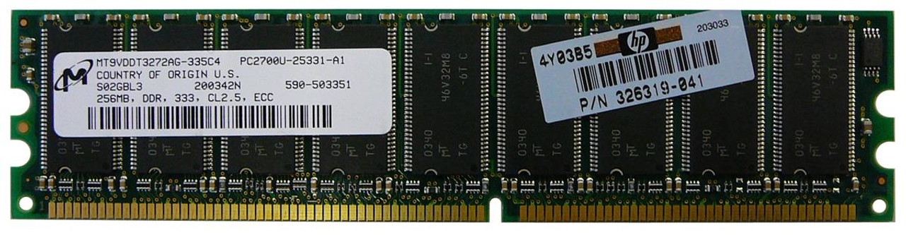 06P4053-PE Edge 256MB PC2700 DDR-333MHz ECC Unbuffered CL2.5 184-Pin DIMM Memory Module