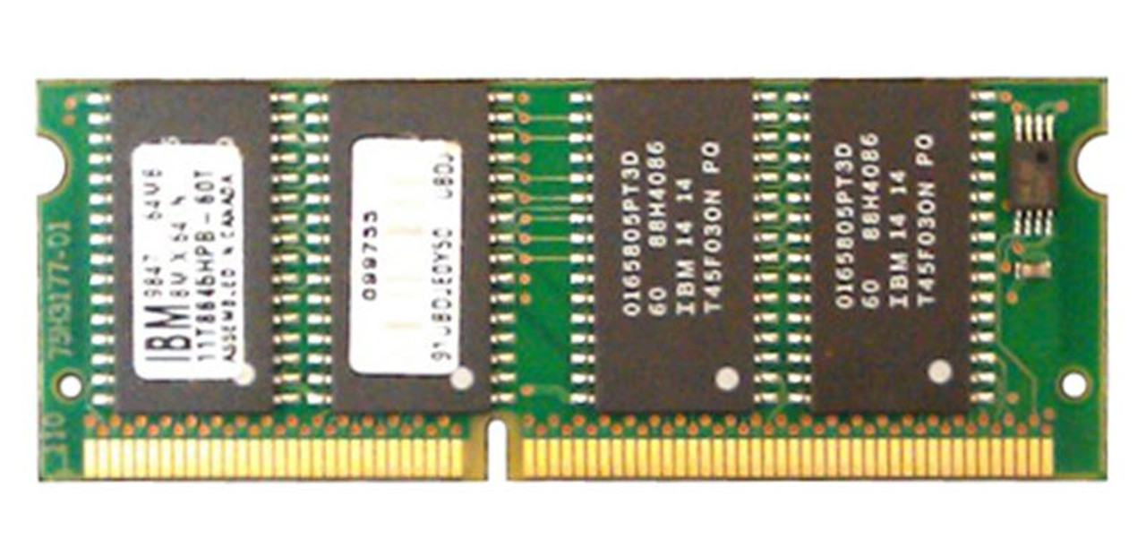 11T8645 IBM 64MB PC66 66MHz non-ECC Unbuffered CL2 144-Pin SoDimm Memory Module