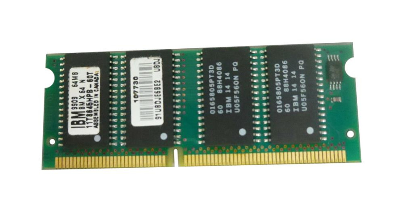 11T8645HPB-60T IBM 64MB EDO non-ECC Unbuffered 60ns 144-Pin SoDimm Memory Module