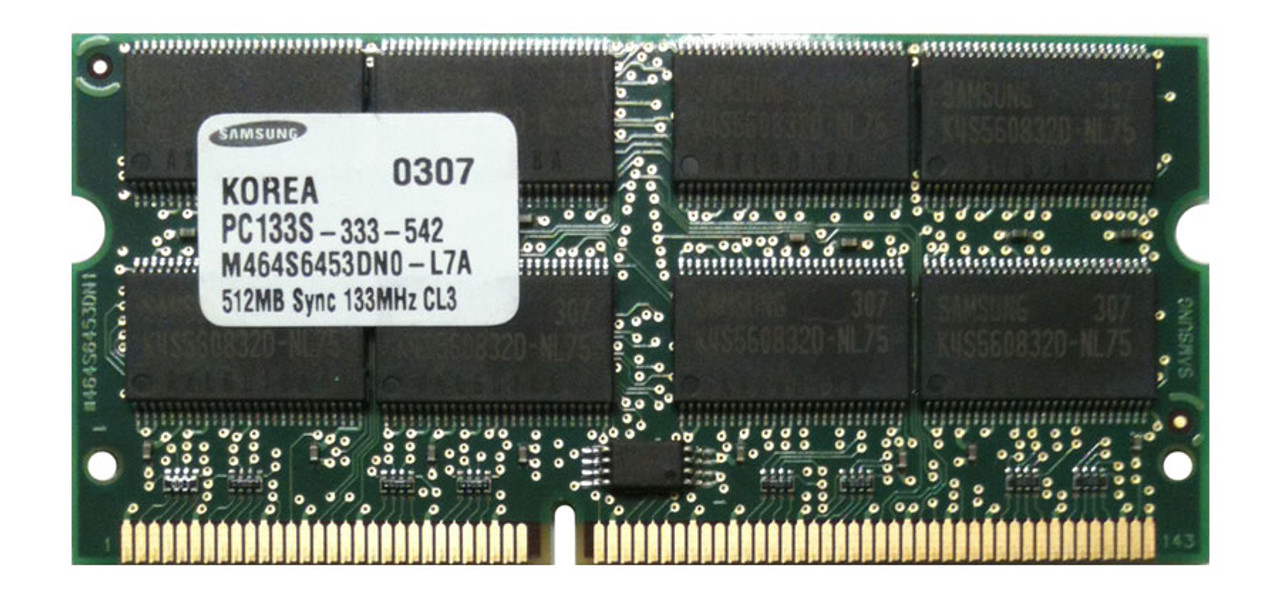 19K4657-PE Edge Memory 512MB PC133 133MHz non-ECC Unbuffered CL3 144-Pin SoDimm Memory Module