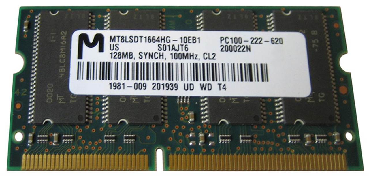 22P8505-PE Edge Memory 128MB PC100 100MHz non-ECC Unbuffered CL2 144-Pin SoDimm Memory Module