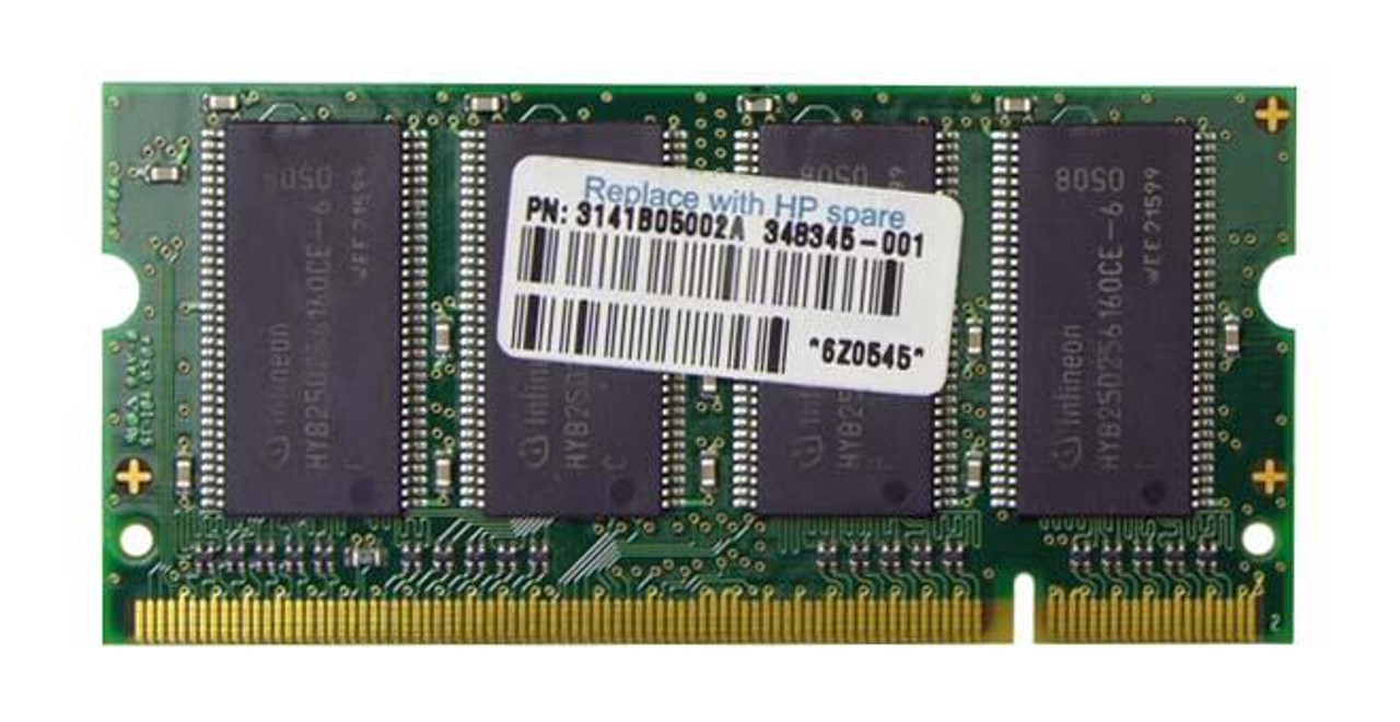 348345-001N HP 256MB PC2700 DDR-333MHz non-ECC Unbuffered CL2.5 200-Pin SoDimm Memory Module