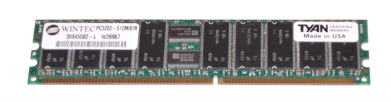 35945582-L Wintec 512MB PC3200 DDR-400MHz Registered ECC CL3 184-Pin DIMM 2.5V Dual Rank Memory Module