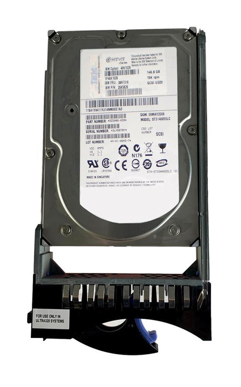 39R73180000 IBM 146.8GB 15000RPM Ultra-320 SCSI 80-Pin Hot Swap 3.5-inch Internal Hard Drive