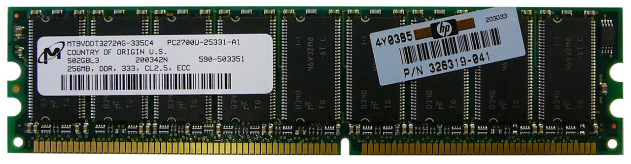 38P5569-PE Edge Memory 256MB PC2700 DDR-333MHz ECC Unbuffered CL2.5 184-Pin DIMM Memory Module