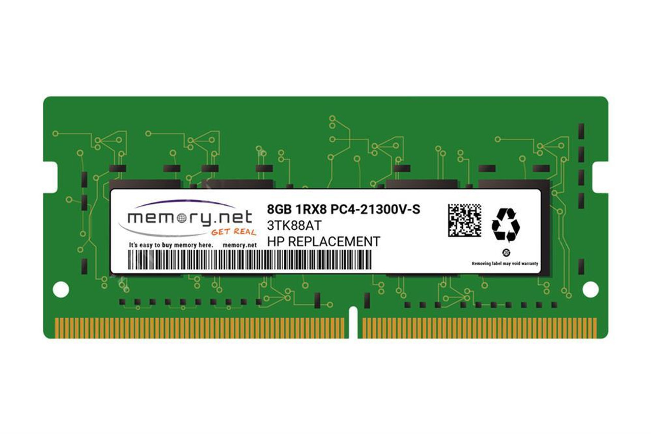 3TK88AT= HP 8GB PC4-21300 DDR4-2666MHz non-ECC Unbuffered CL19 260-Pin SoDimm 1.2V Single Rank Memory Module