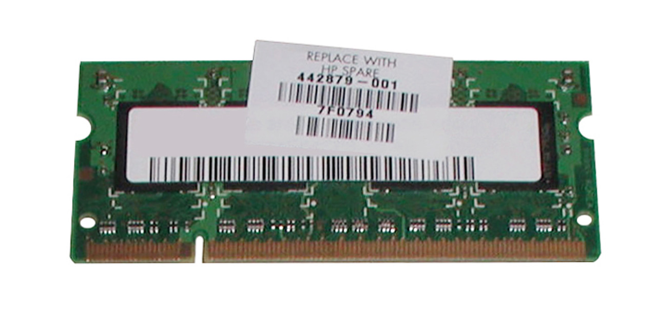 442879-001N HP 512MB PC2-5300 DDR2-667MHz Non-ECC Unbuffered CL5 200-Pin SoDimm Dual Rank Memory Module