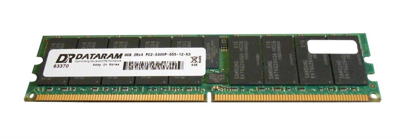 63370 Dataram 8GB PC2-5300 DDR2-667MHz ECC Registered CL5 240-Pin DIMM Dual Rank Memory Module