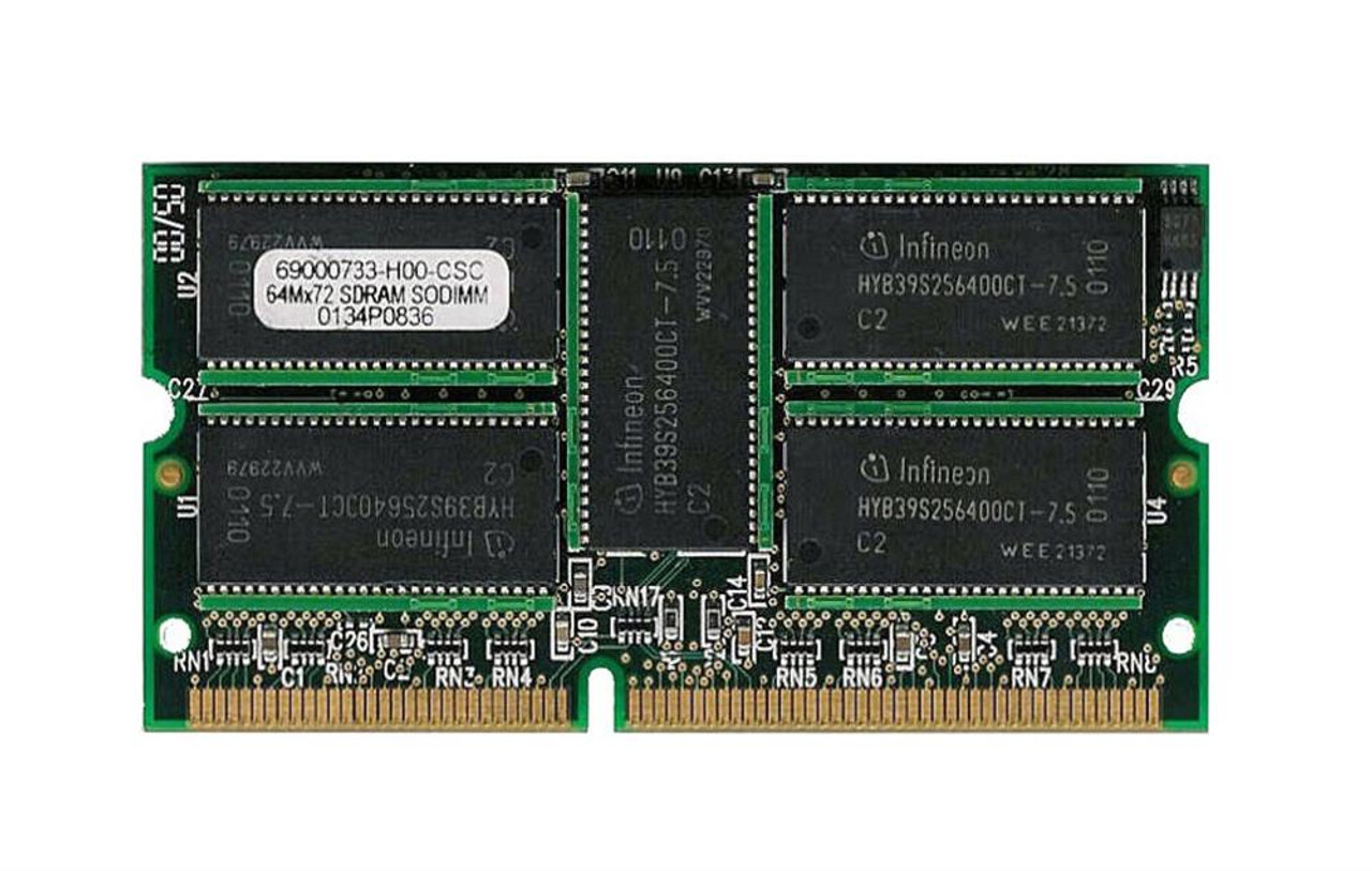 69000733-H00-CSC PNY 512MB PC133 133MHz ECC Unbuffered CL3 144-Pin SoDimm Memory Module