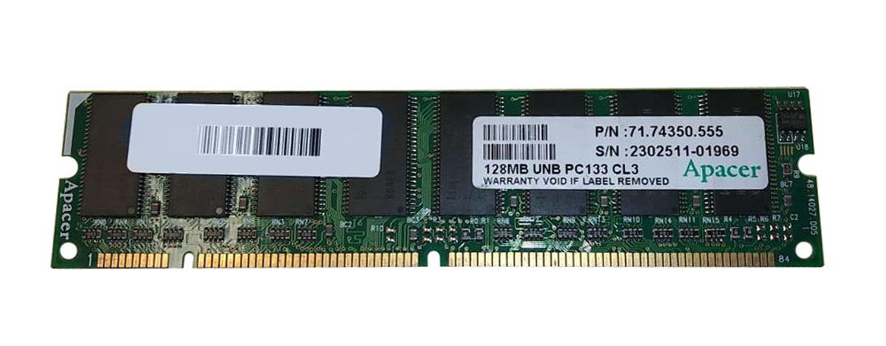 71.74350.555 Apacer 128MB PC133 133MHz non-ECC Unbuffered CL3 168-Pin DIMM Memory Module