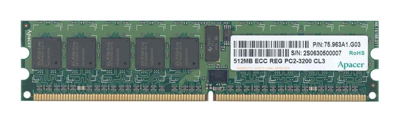 75.963A1.G03 Apacer 512MB PC2-3200 DDR2-400MHz ECC Registered CL3 240-Pin DIMM Single Rank Memory Module