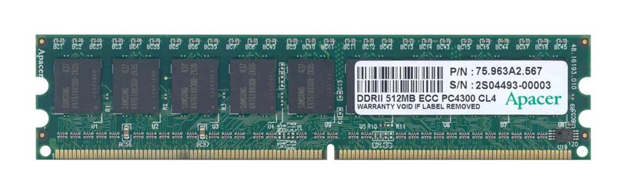 75.963A2.567 Apacer 512MB PC2-4200 DDR2-533MHz ECC Unbuffered CL4 240-Pin DIMM Memory Module