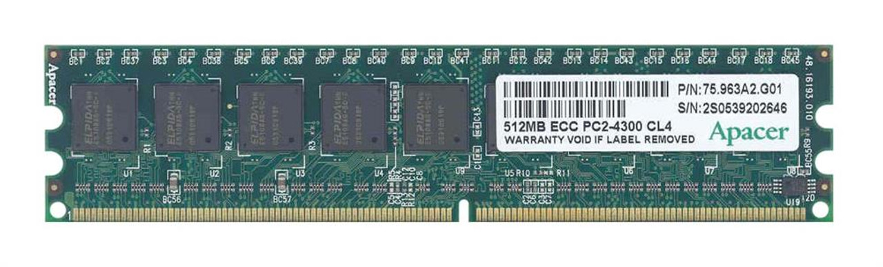 75.963A2.G01 Apacer 512MB PC2-4200 DDR2-533MHz ECC Unbuffered CL4 240-Pin DIMM Memory Module