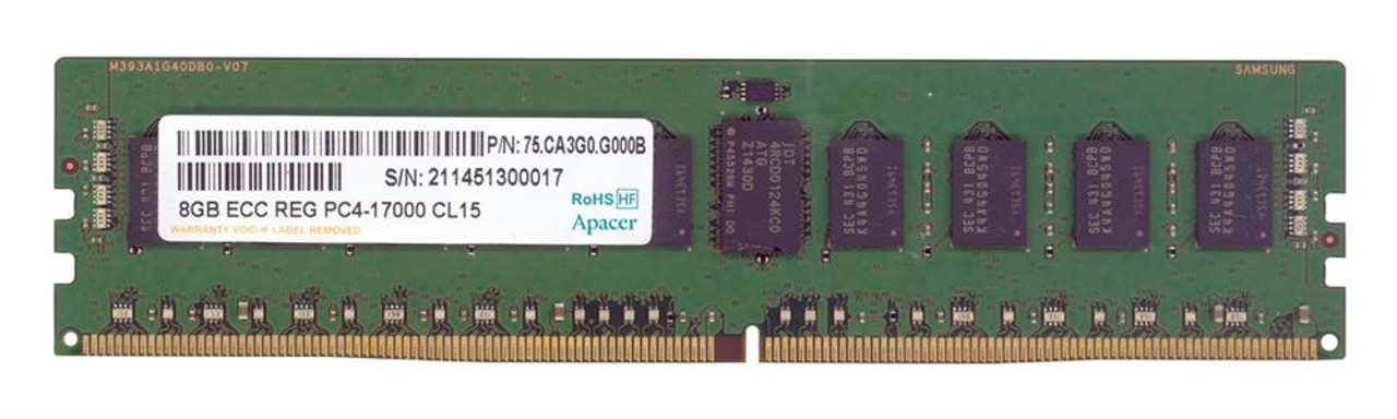 75.CA3G0.G000B Apacer 8GB PC4-17000 DDR4-2133MHz ECC Registered CL15 288-Pin DIMM 1.2V Single Rank Memory Module