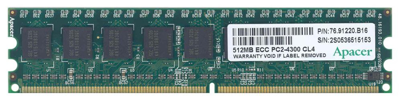 76.91220.B16 Apacer 512MB PC2-4200 DDR2-533MHz ECC Unbuffered CL4 240-Pin DIMM Memory Module