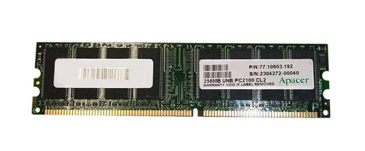 77.10603.192 Apacer 256MB PC2100 DDR-266MHz non-ECC Unbuffered CL2.5 184-Pin DIMM 2.5V Memory Module