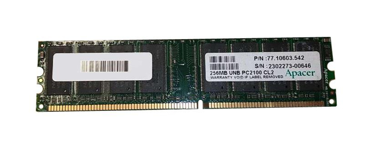 77.10603.542 Apacer 256MB PC2100 DDR-266MHz non-ECC Unbuffered CL2.5 184-Pin DIMM 2.5V Memory Module