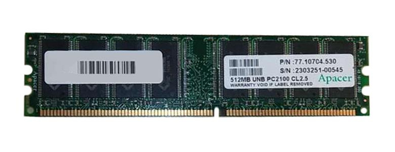 77.10704.530 Apacer 512MB PC2100 DDR-266MHz non-ECC Unbuffered CL2.5 184-Pin DIMM 2.5V Memory Module