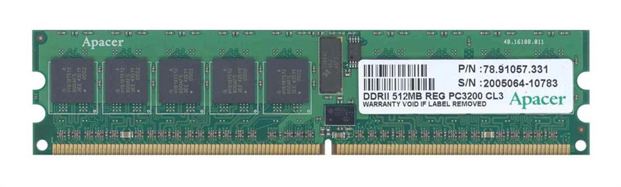 78.91057.331 Apacer 512MB PC2-3200 DDR2-400MHz ECC Registered CL3 240-Pin DIMM Single Rank Memory Module