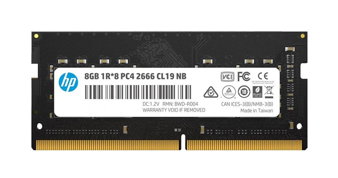 8NN19AA HP 8GB PC4-21300 DDR4-2666MHz non-ECC Unbuffered CL19 260-Pin SoDimm 1.2V Single Rank Memory Module