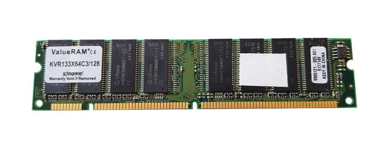 9905121-005 A01 Kingston 128MB PC133 133MHz non-ECC Unbuffered CL3 168-Pin DIMM Memory Module 9905121-005