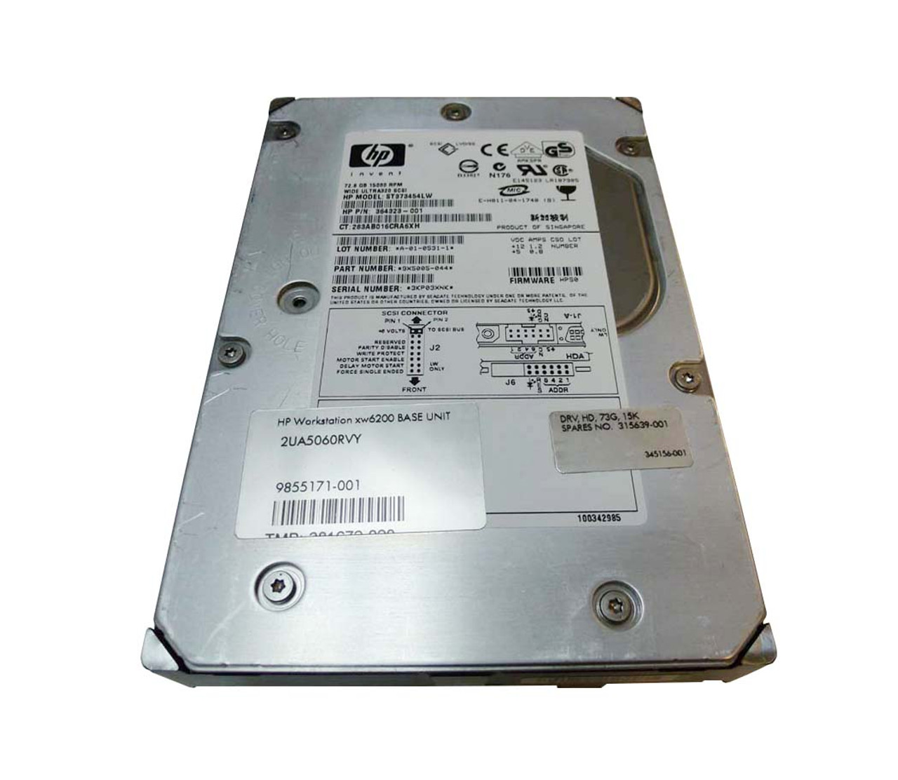 315639-001B HP 72.8GB 15000RPM Ultra-320 SCSI 68-Pin LVD 3.5-inch Internal Hard Drive