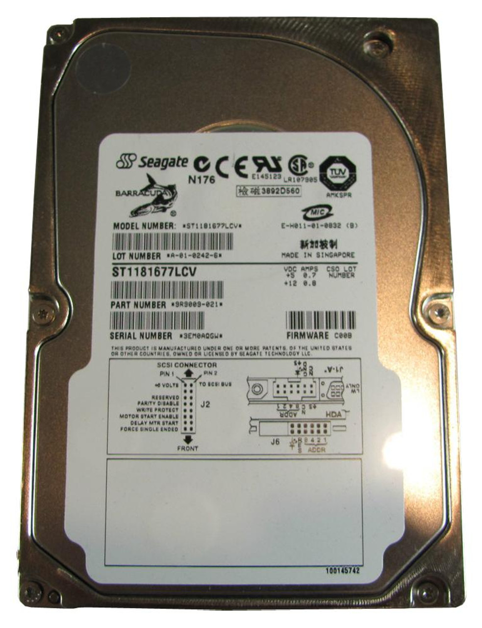 ST1181677LCV Seagate Barracuda 180 181.6GB 7200RPM Ultra-160 SCSI