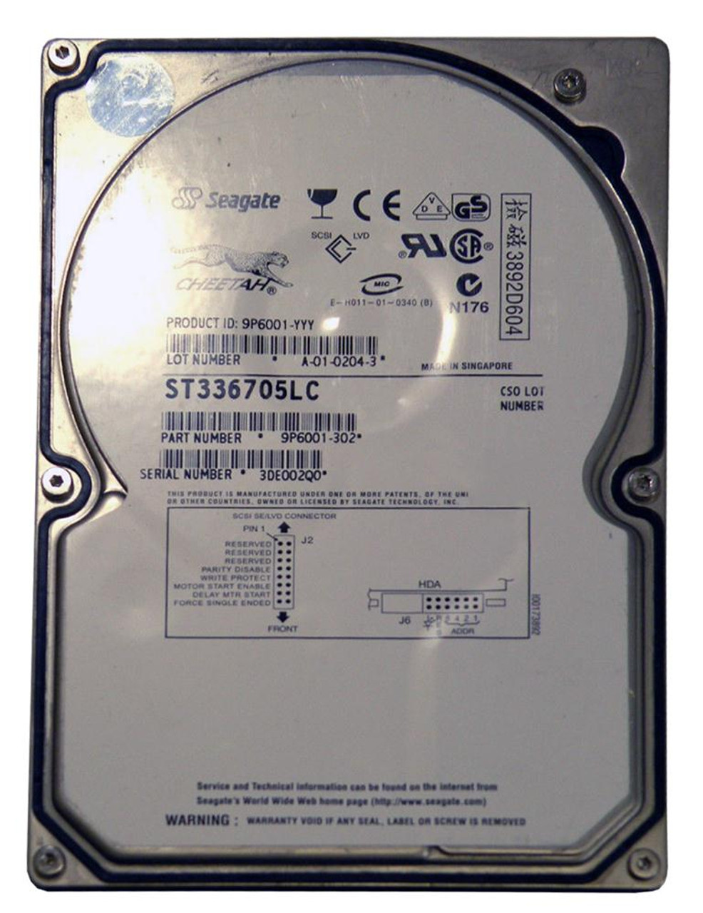 9P6001-302 Seagate Cheetah 36XL 36.7GB 10000RPM Ultra-160 SCSI 80-Pin 4MB Cache 3.5-inch Internal Hard Drive