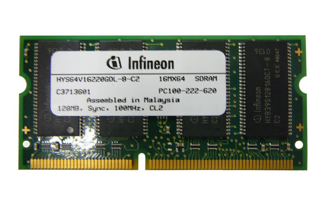 AADL1412 Memory Upgrades 128MB PC100 100MHz non-ECC Unbuffered CL2 144-Pin SoDimm Memory Module