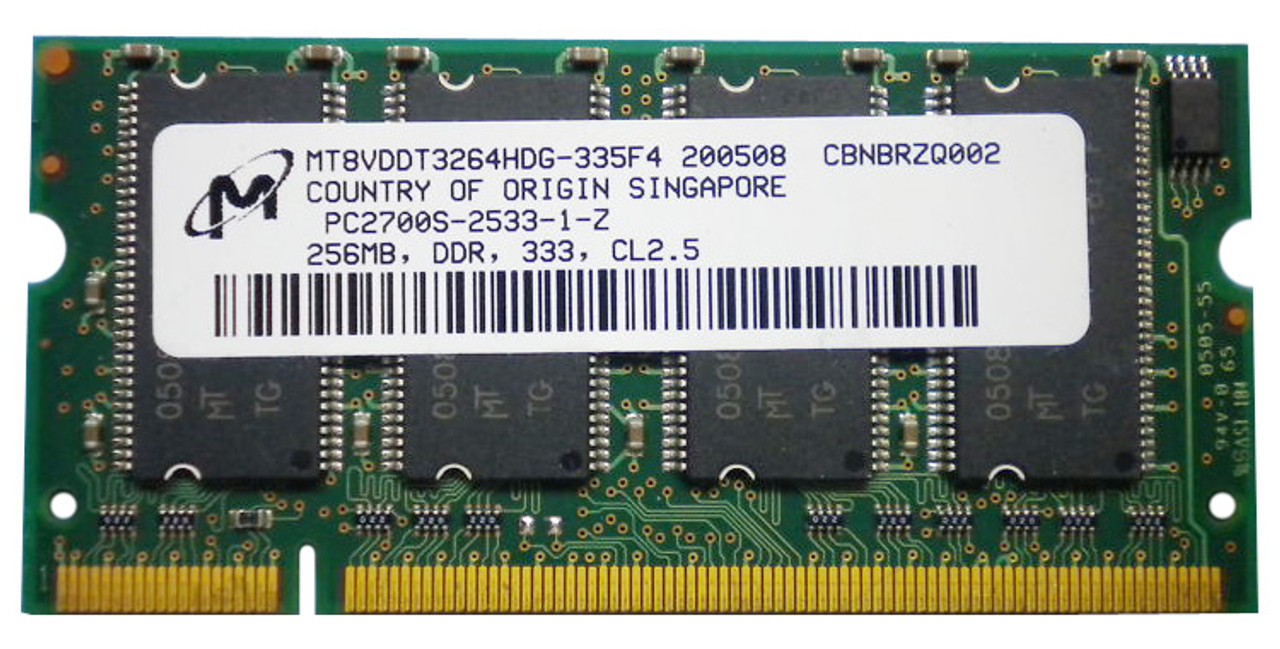 AAI9830 Memory Upgrades 256MB PC2700 DDR-333MHz non-ECC Unbuffered CL2.5 200-Pin SoDimm Memory Module