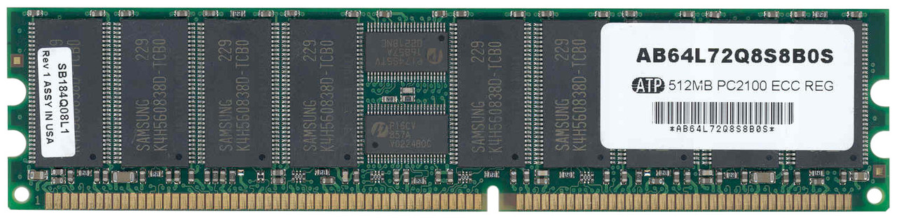 AB64L72Q8S8B0S ATP 512MB PC2100 DDR-266MHz Registered ECC CL2.5 184-Pin DIMM 2.5V Memory Module