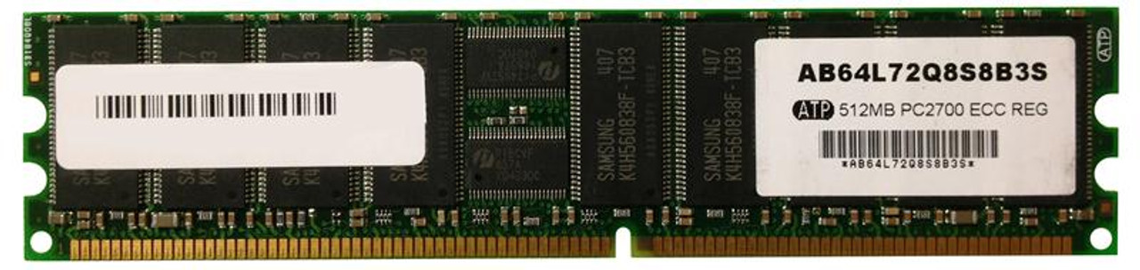 AB64L72Q8S8B3S ATP 512MB PC2700 DDR-333MHz Registered ECC CL2.5 184-Pin Low Profile DIMM 2.5V Memory Module