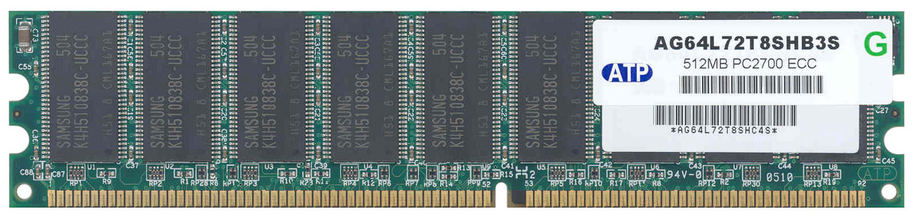 AG64L72T8SHB3S ATP 512MB PC2700 DDR-333MHz ECC Unbuffered CL2.5 184-Pin DIMM Single Rank Memory Module