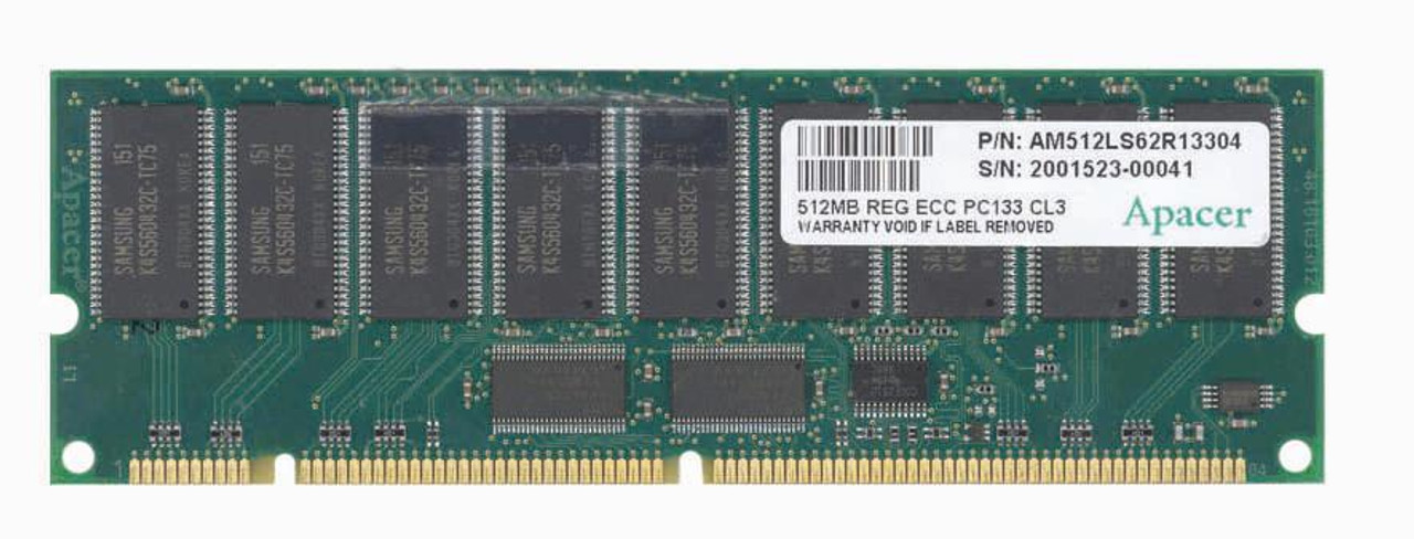 AM512LS62R13304 Apacer 512MB PC133 133MHz ECC Registered CL3 168-Pin DIMM Dual Rank Memory Module