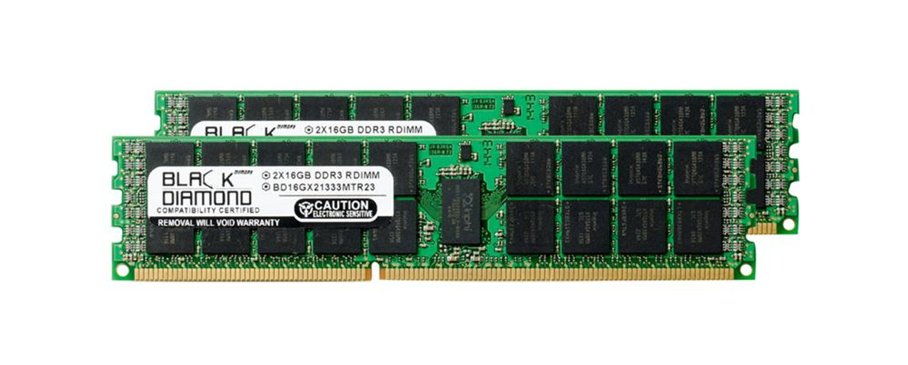 BD16GX21333MTR23 Black Diamond 32GB Kit (2 X 16GB) PC3-10600 DDR3-1333MHz ECC Registered CL9 240-Pin DIMM Quad Rank Memory