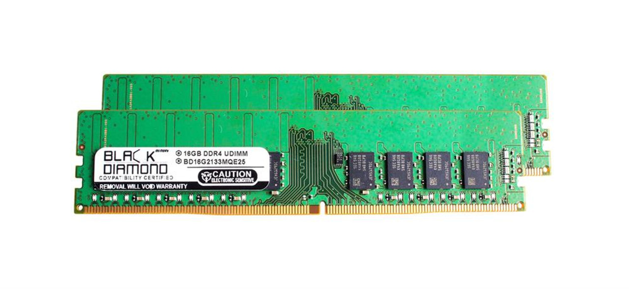 BD16GX22133MQE28 Black Diamond 32GB Kit (2 X 16GB) PC4-17000 DDR4-2133MHz ECC Unbuffered CL15 288-Pin DIMM 1.2V Dual Rank Memory