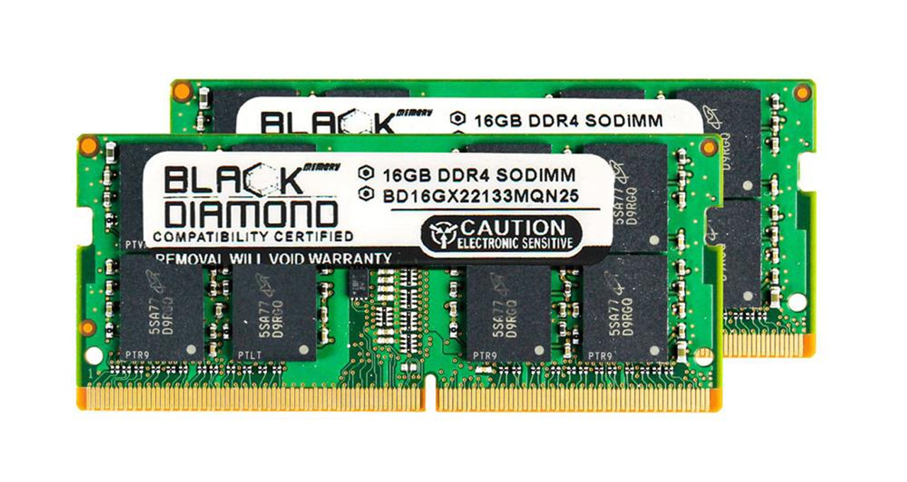 BD16GX22133MQN25 Black Diamond 32GB Kit (2 X 16GB) PC4-17000 DDR4-2133MHz non-ECC Unbuffered CL15 260-Pin SoDimm 1.2V Dual Rank Memory