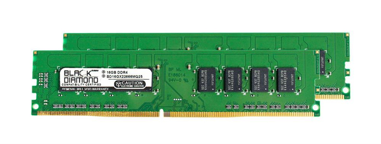 BD16GX22666MQ25 Black Diamond 32GB Kit (2 X 16GB) PC4-21300 DDR4-2666MHz non-ECC Unbuffered CL19 288-Pin DIMM 1.2V Dual Rank Memory