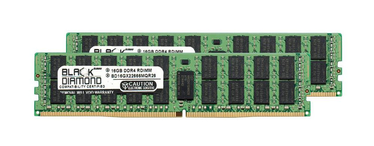 BD16GX22666MQR26 Black Diamond 32GB Kit (2 X 16GB) PC4-21300 DDR4-2666MHz ECC Registered CL19 288-Pin DIMM 1.2V Dual Rank Memory