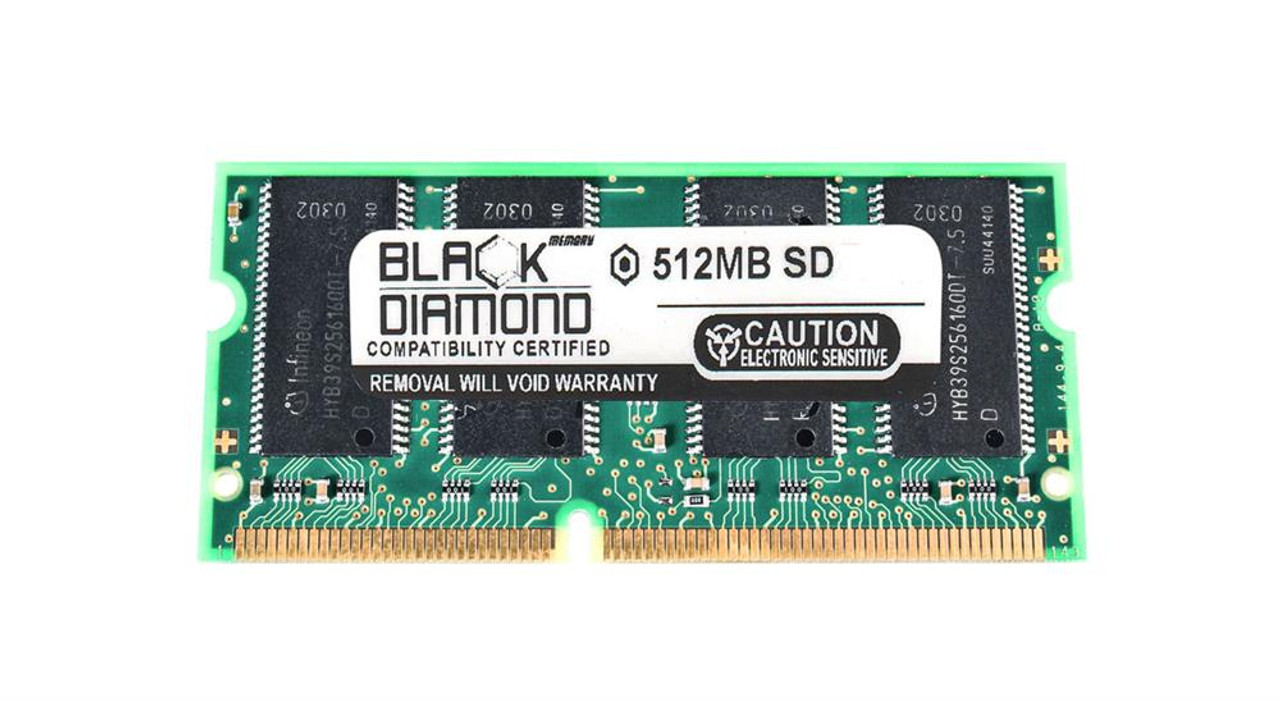 BD512M133MN07 Black Diamond 512MB PC133 133MHz non-ECC Unbuffered CL3 144-Pin SoDimm Memory Module